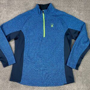 Spyder Constant Knit 1/4 Zip Sweater Jacket Men's XL Blue Heather Pullover 1/2